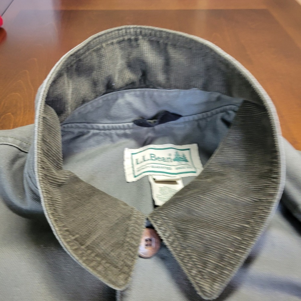 LL Bean Original Field Coat Mens Large Green Chore Jacket Blanket Flannel Lining - Picture 11 of 16